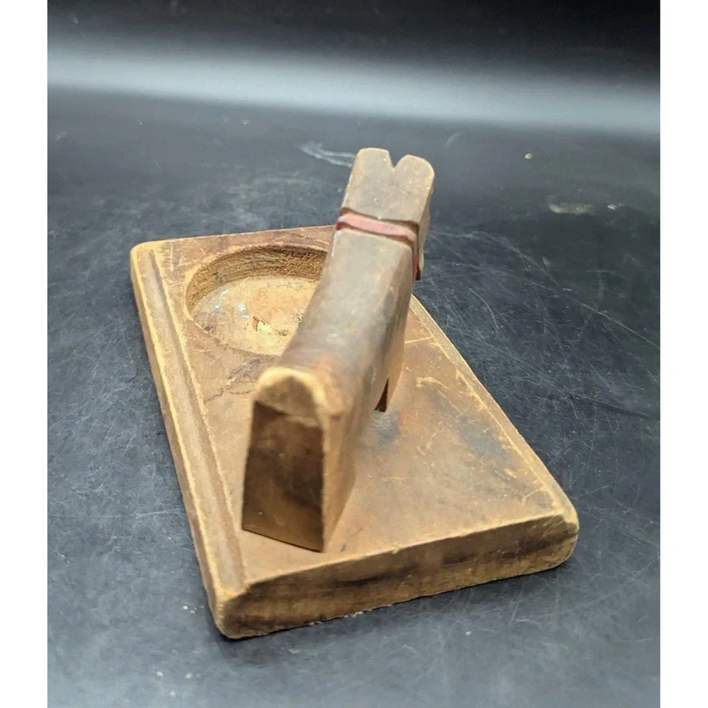 Vintage Hand Carved Wood Wooden Scottie Dog Puppy Ashtray 6.5